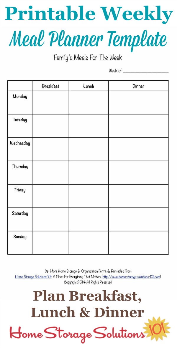 printable blank daily meal planner
