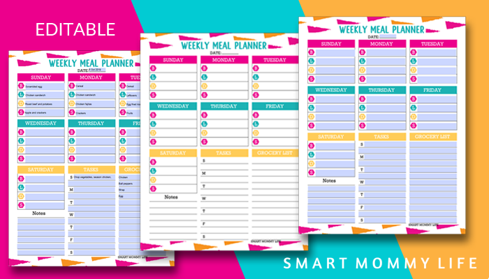 printable blank daily meal planner