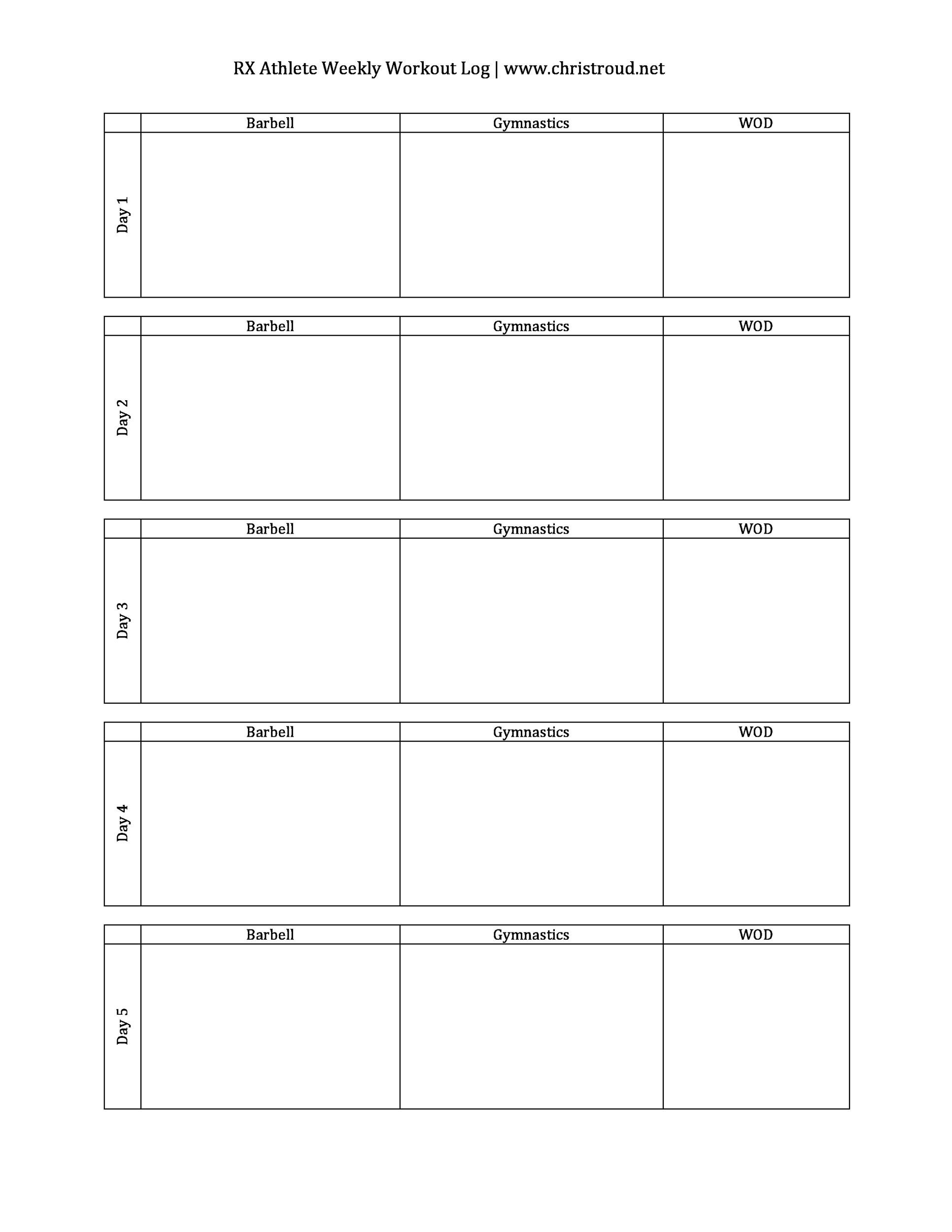 40+ Effective Workout Log &  Calendar Templates ᐅ TemplateLab