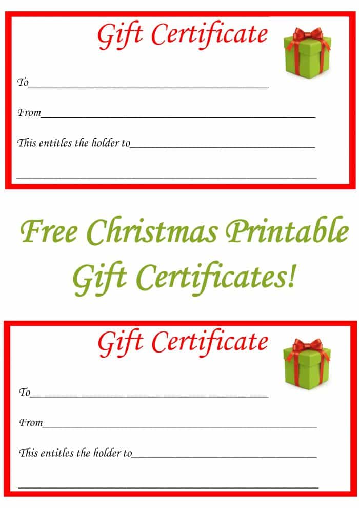 Free Christmas Printable Gift Certificates.... | The Diary of a ...