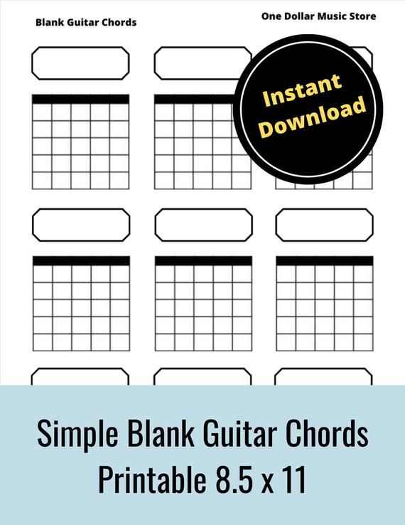 Printable Blank Guitar Chord Chart (Instant Download)New Years ...