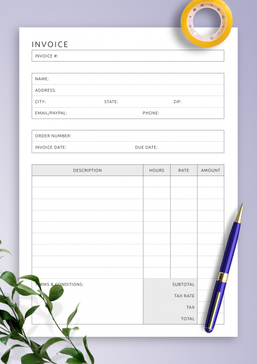 Download Printable Invoice Template PDF