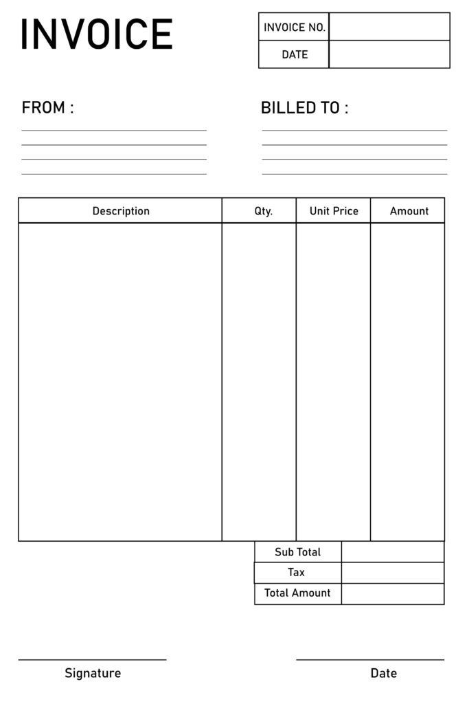 printable blank invoice template pdf
