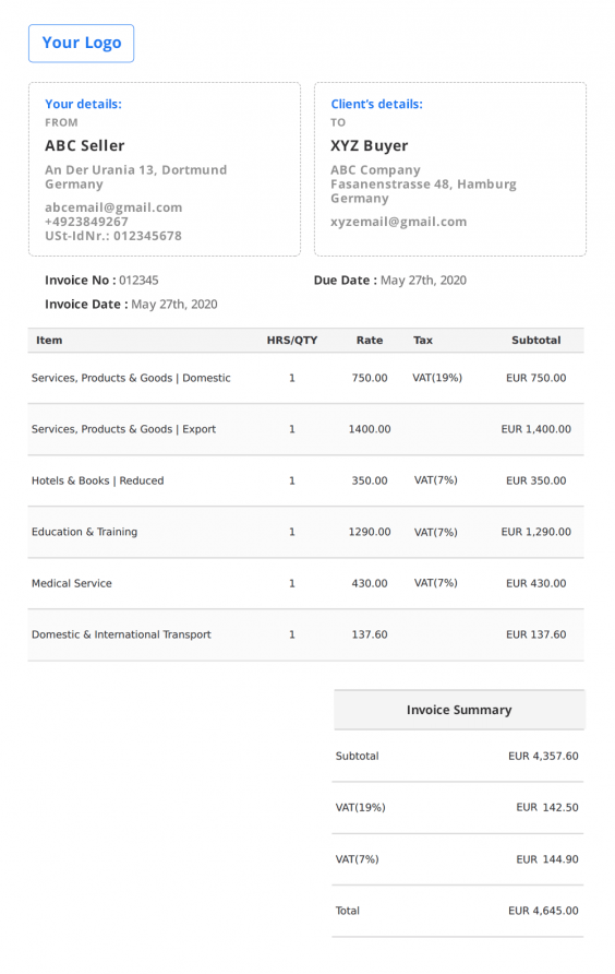 Germany Invoice Template | ? Free Invoice Generator