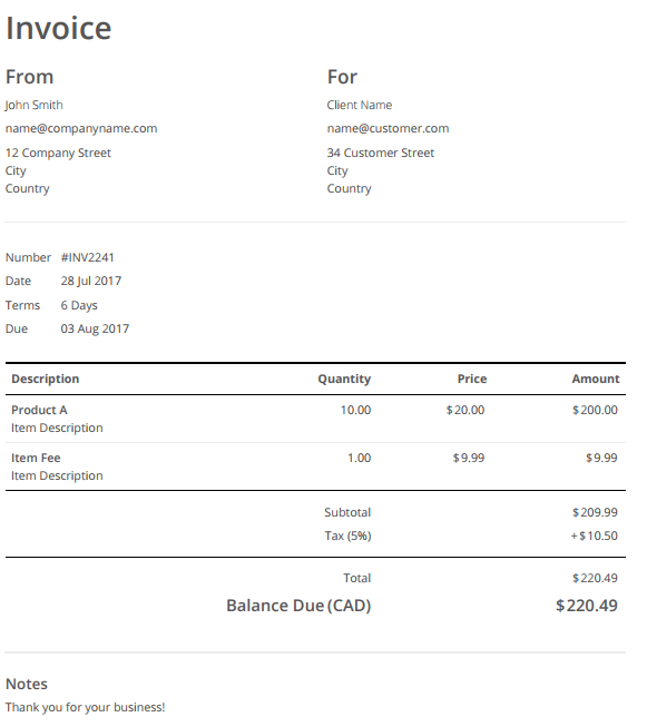 Blank Invoice Templates | Invoice Simple