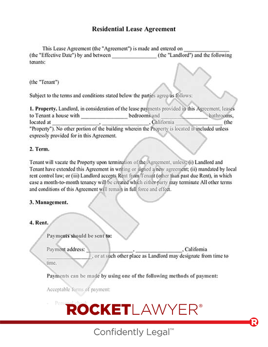Free Lease Agreement: Make, Sign &  Download - Rocket Lawyer