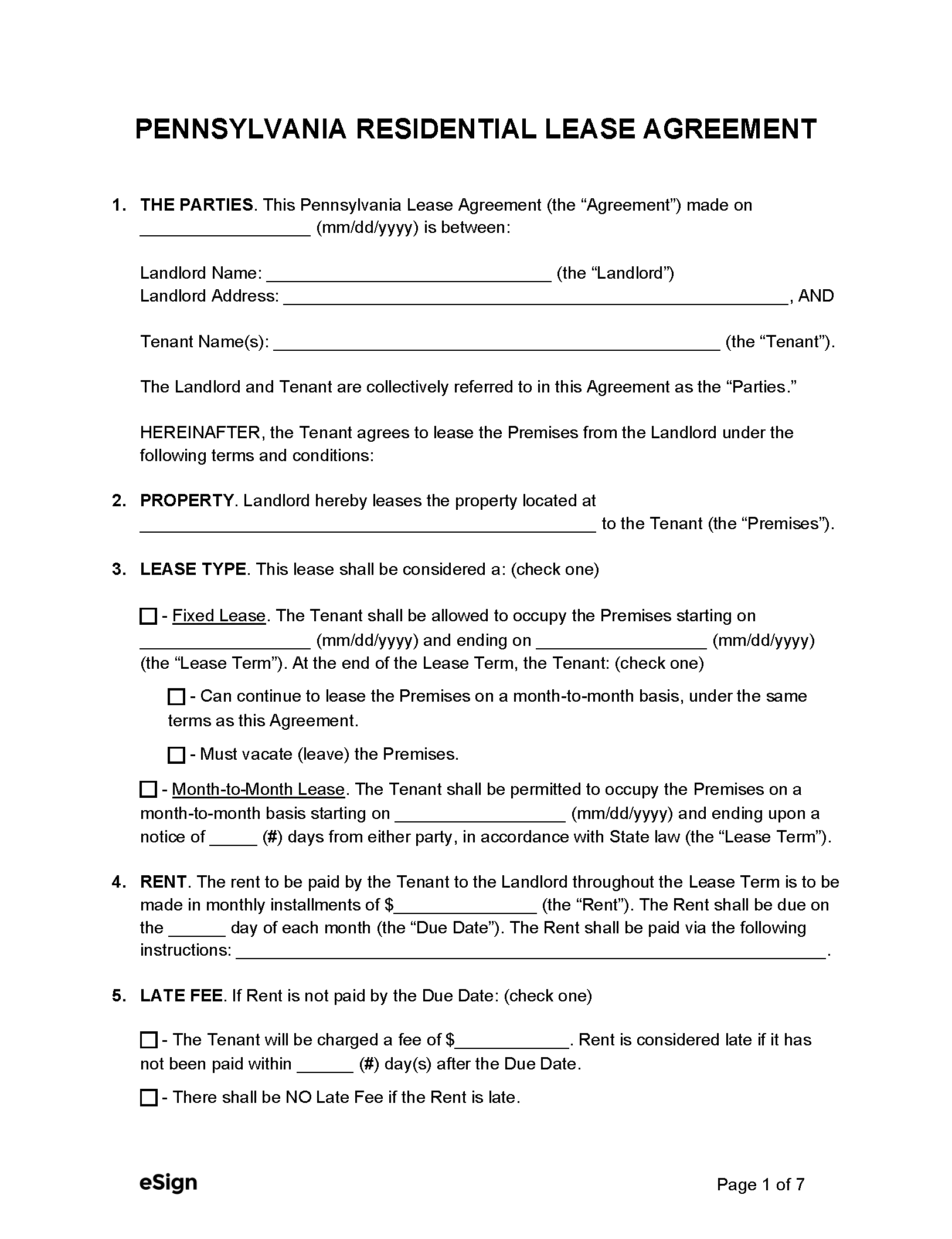 printable blank lease agreement