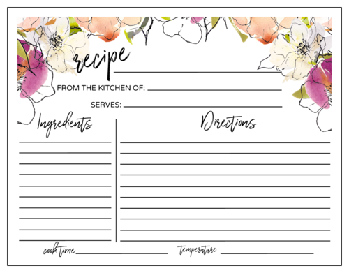 printable blank recipe cards template