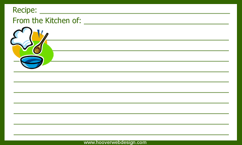 Printable Chef Hat Recipe Cards