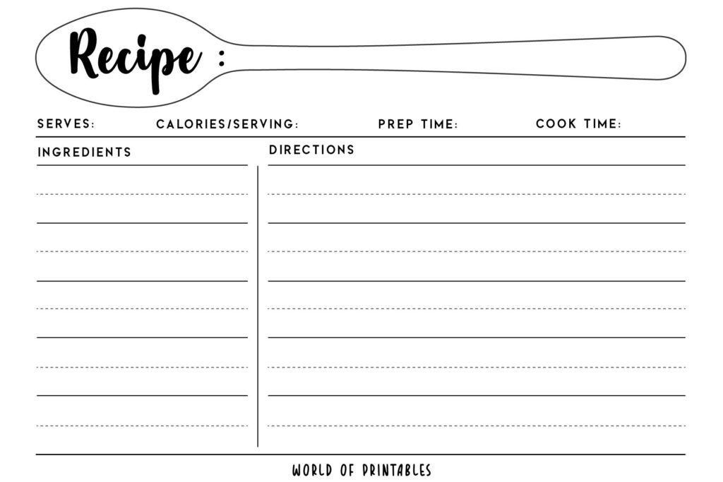 Recipe Cards - 50 Styles To Print For Free - World of Printables