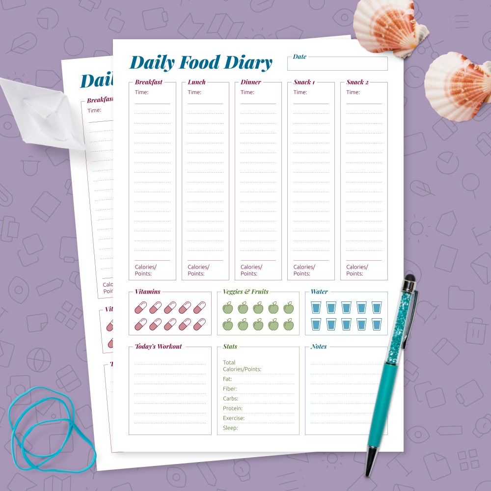 Printable Food Diary Templates - Download PDF