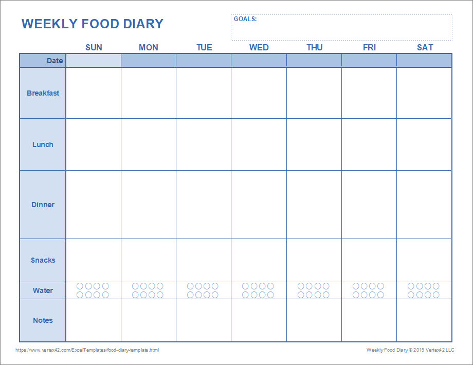 printable blank weekly food journal