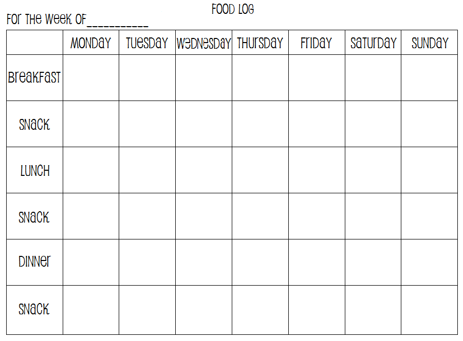 printable blank weekly food journal