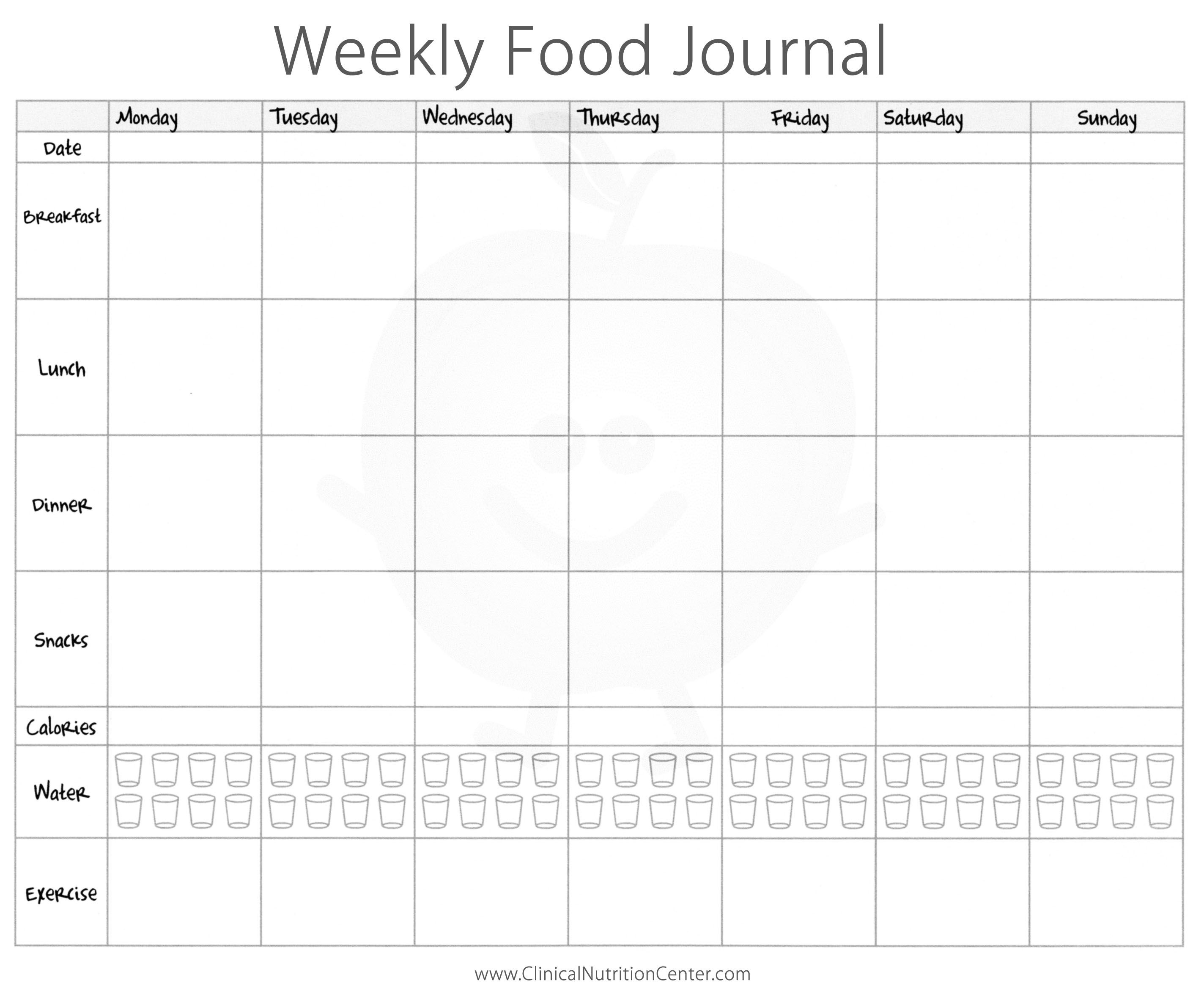 Weekly Food Journal Worksheet - 8 Free PDF Printables | Printablee