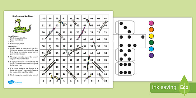 printable board games snakes and ladders