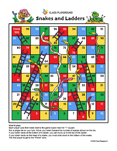 printable board games snakes and ladders
