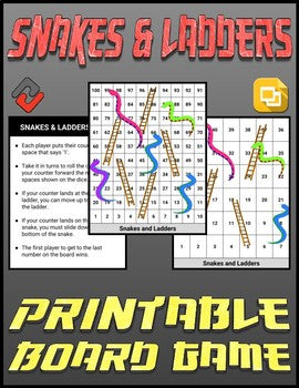 Snakes &  Ladders Printable Board Game (Editable Google Slides ...