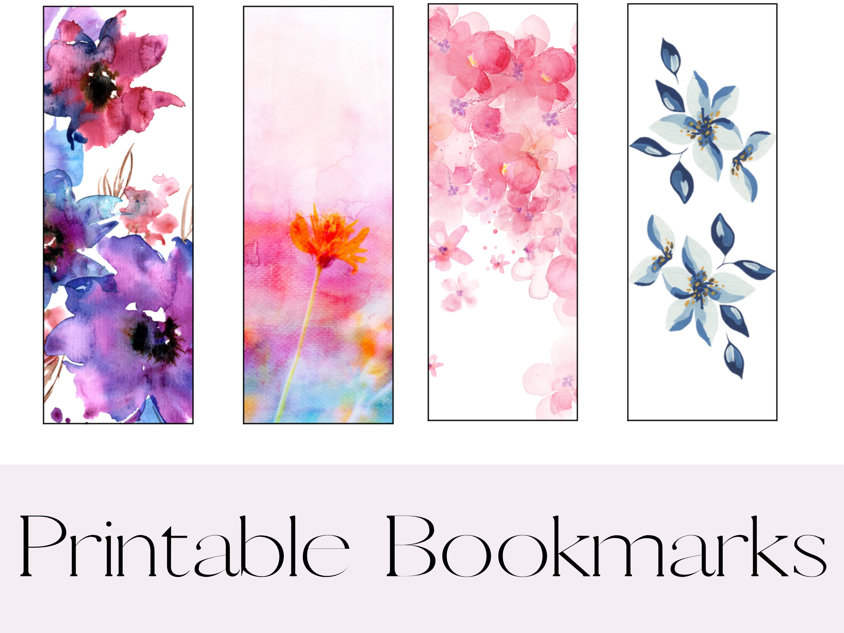 Watercolor Floral Printable Bookmarks Digital Bookmarks Bookmarks ...