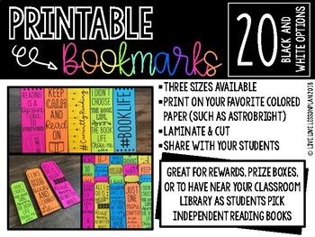Printable Bookmarks by LiveLoveLessonplan | TPT