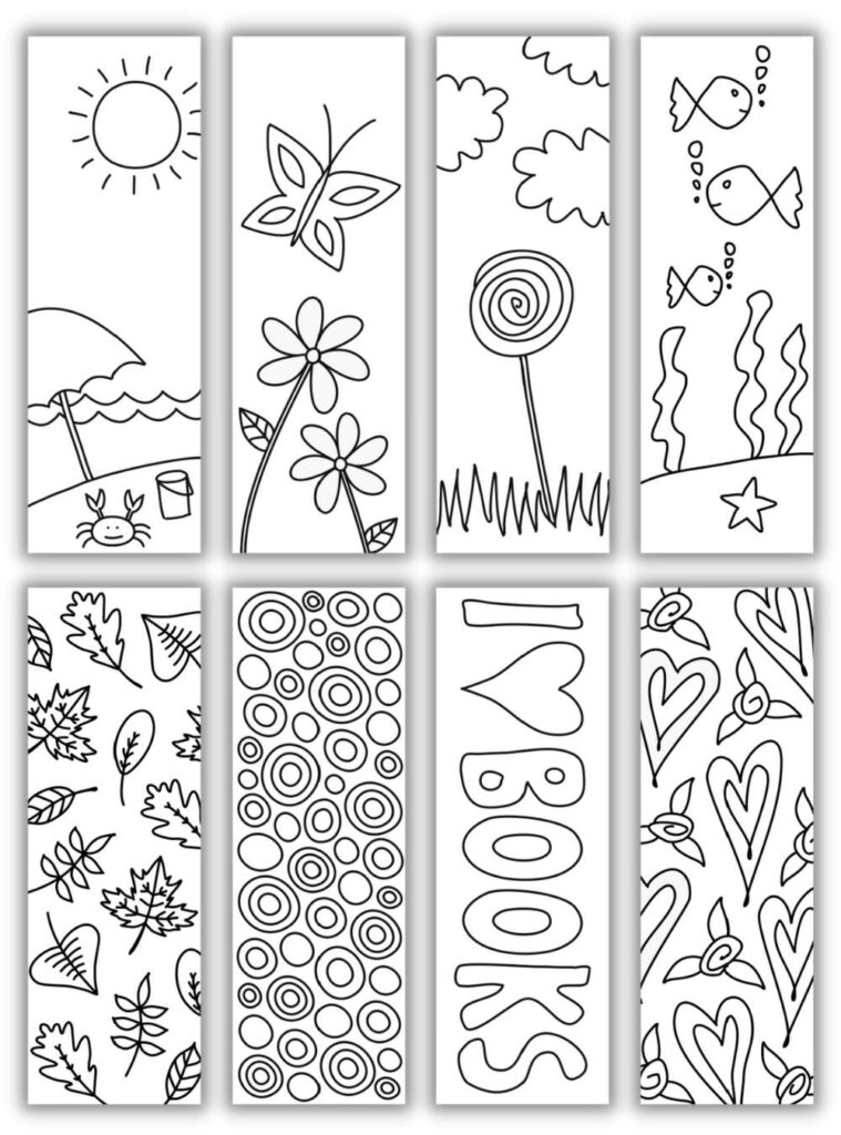 8 Cute FREE Printable Bookmarks to Color (for Kids &  Adults ...