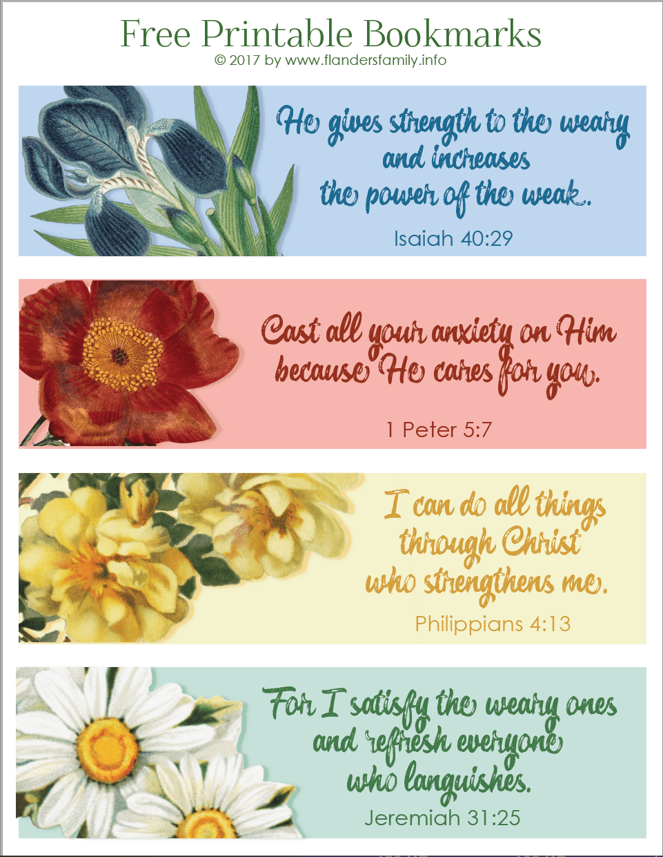 Pretty Printable Scripture Bookmarks - Flanders Family Home Life