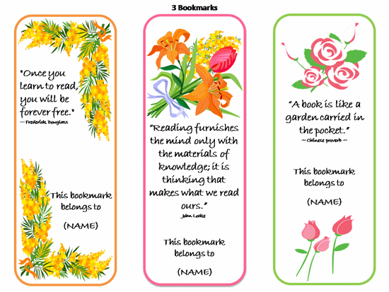 Printable Bookmarks Template | Free Bookmark Templates | MS Office ...