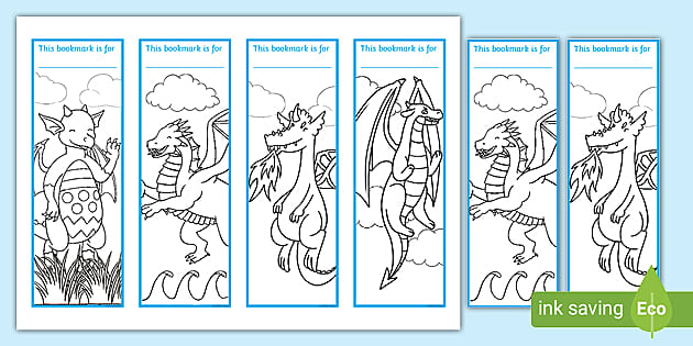 FREE! - Printable Dragon Bookmarks To Colour (teacher made)