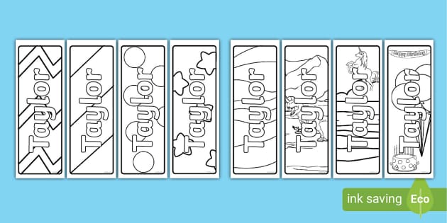 FREE! - Taylor Name Simple Colouring Bookmarks | Colouring Bookmarks
