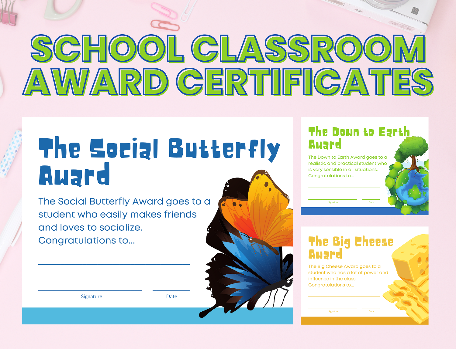 Free Back-To-School Printables Student Classroom Awards and Certificate  Cards