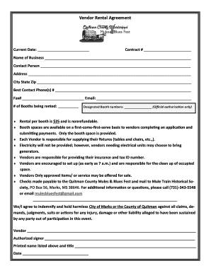 Fillable Online mules-bluesfest Vendor Rental Agreement PDF ...