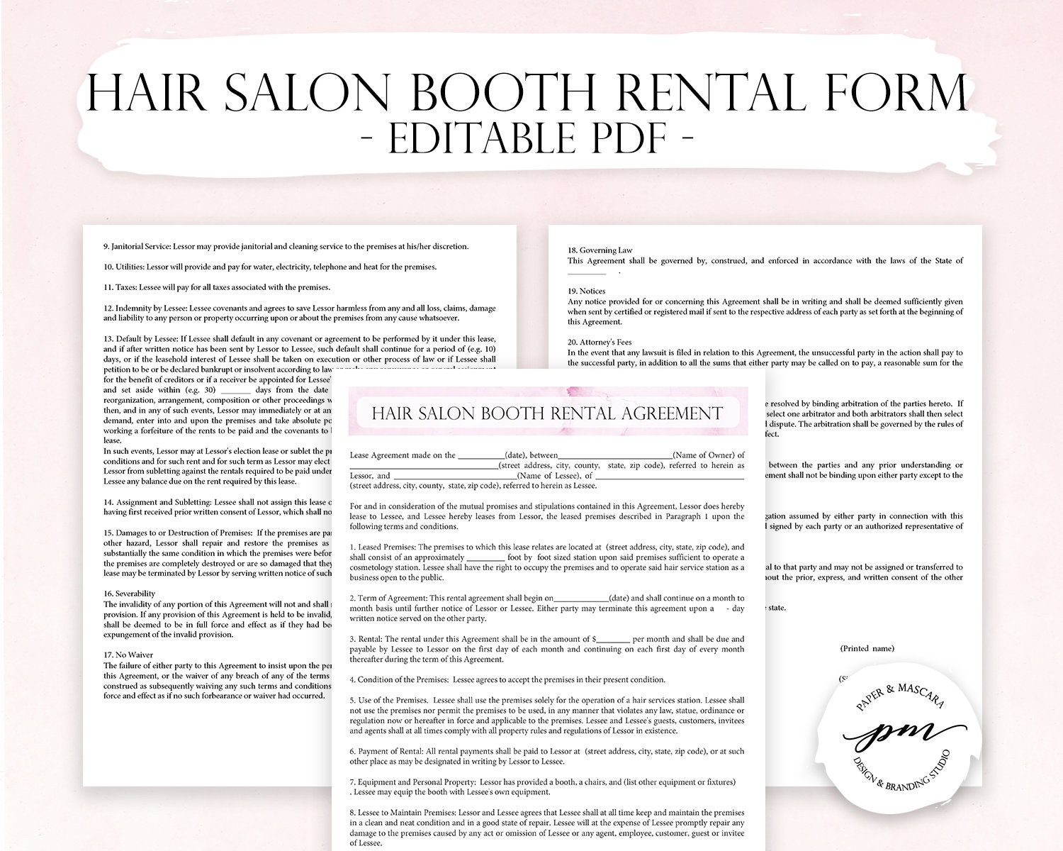 printable booth rental agreement