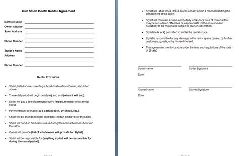 printable booth rental agreement