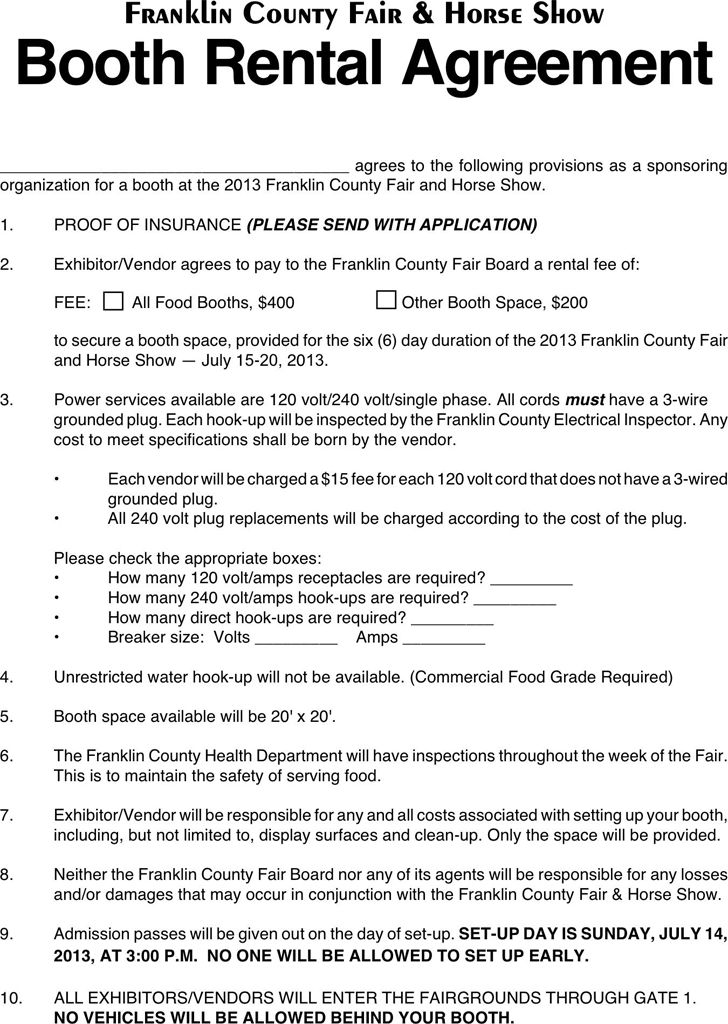 printable booth rental agreement