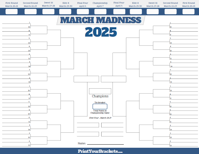 printable bracket with game times and channels