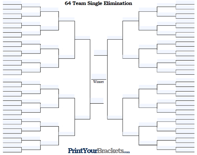 Fillable 64 Team Tourney Bracket - Editable Bracket