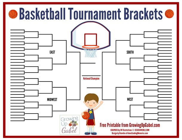 Free Printable Family College Basketball Tournament Brackets