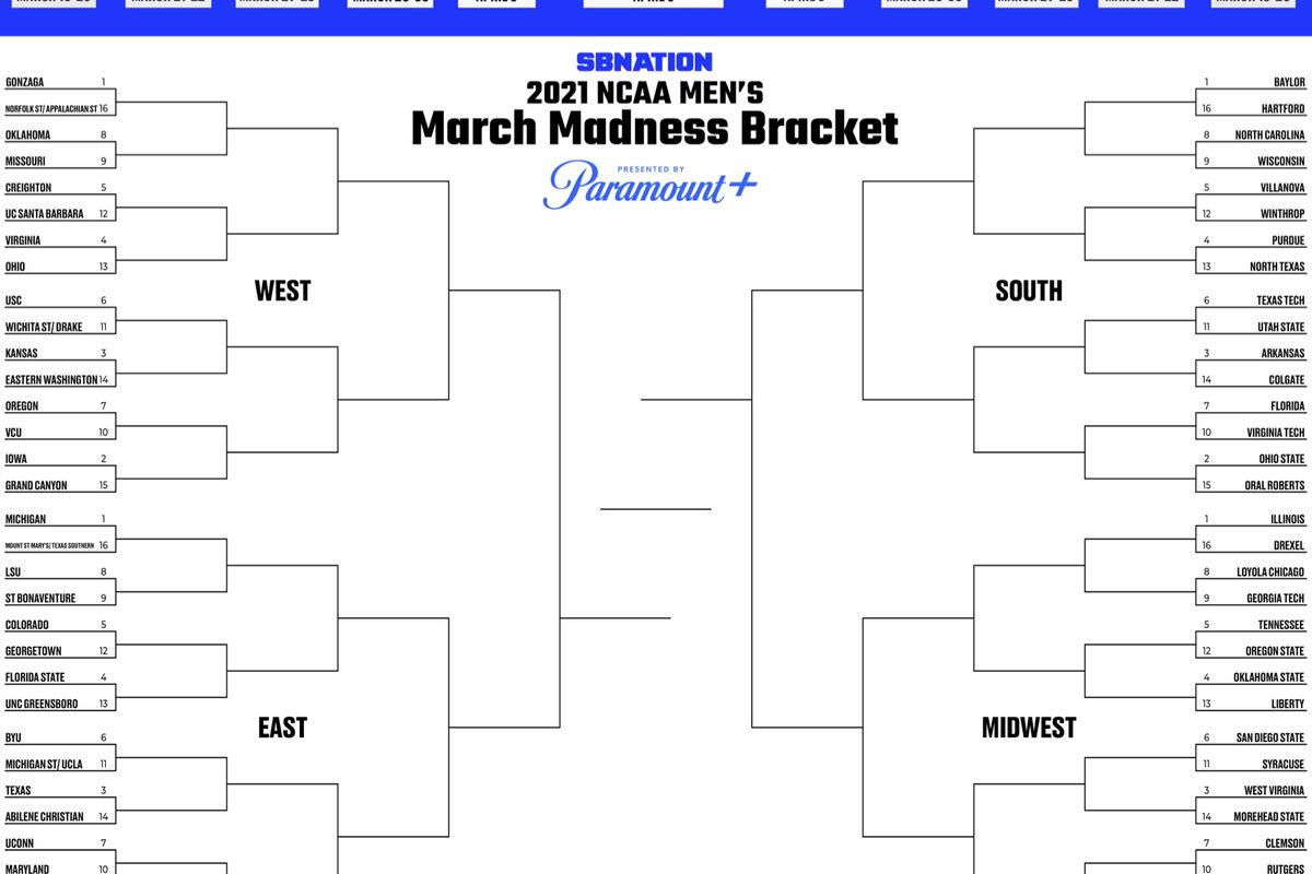 Printable bracket 2021: Fill out your mens March Madness picks ...