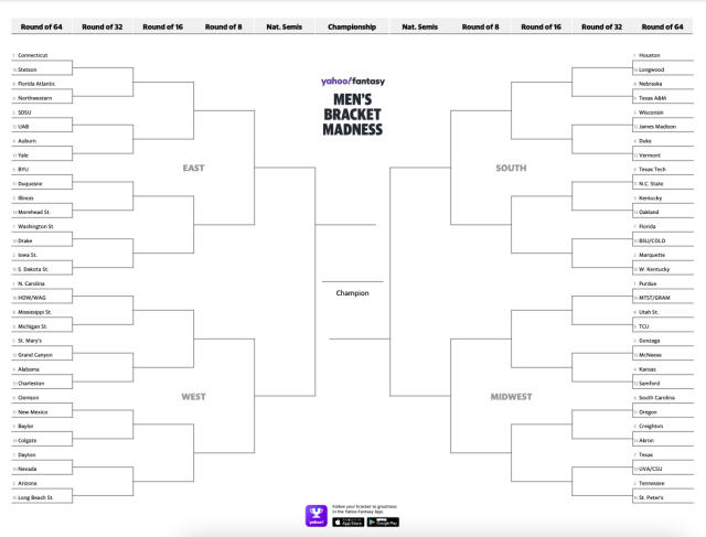 NCAA tournament bracket 2024: Your printable March Madness ...