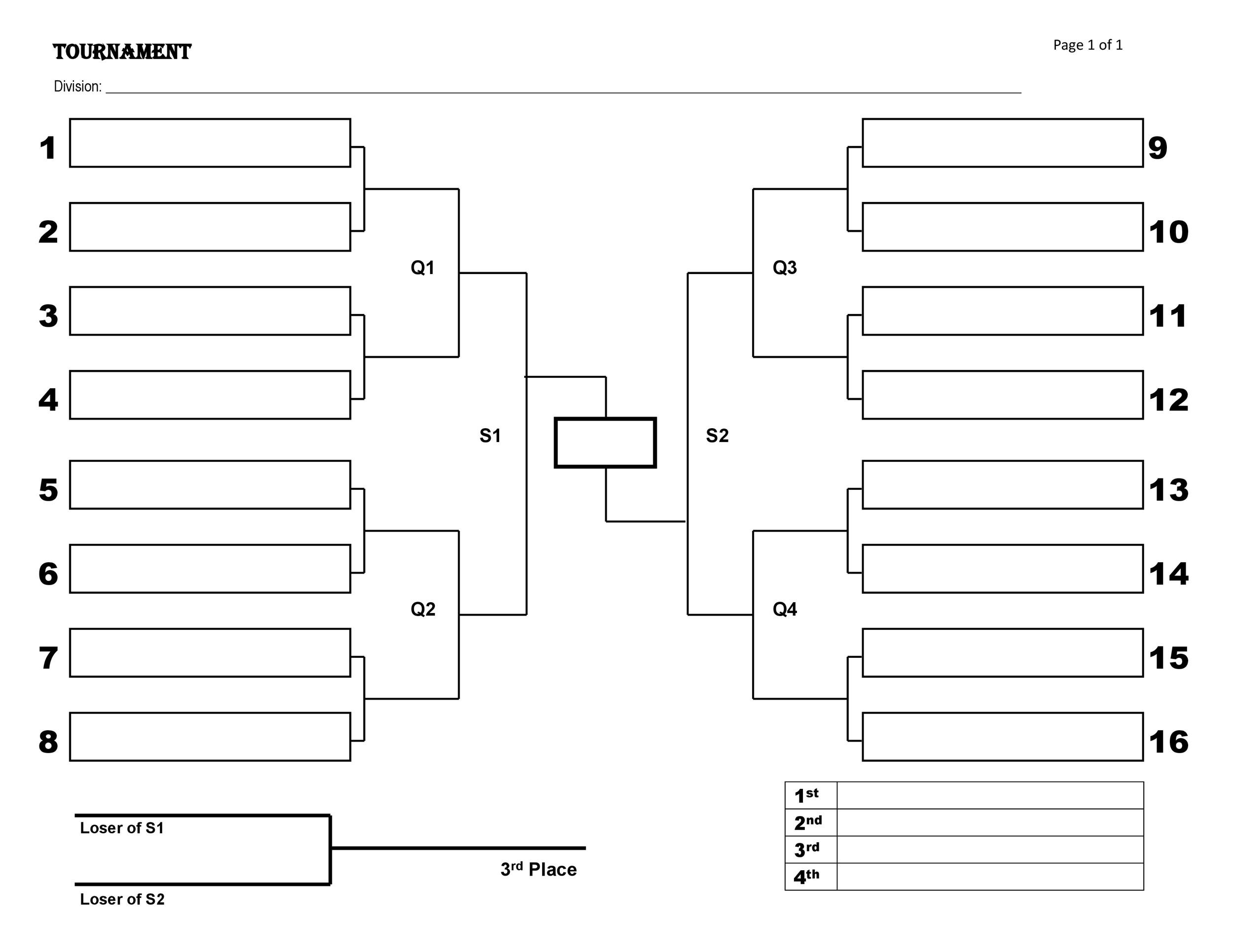 34 Blank Tournament Bracket Templates (& 100% FREE) ᐅ TemplateLab
