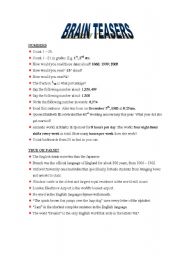 Brain Teasers! - ESL worksheet by hellobeans