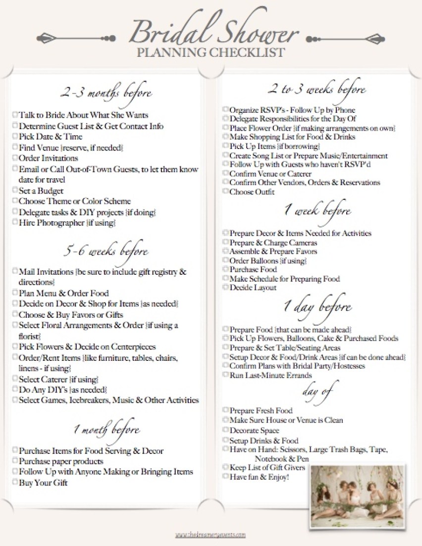 printable bridal checklist for wedding