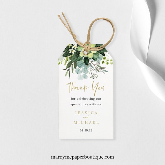 Buy Wedding Favor Tag Template, Lush Greenery, Wedding Gift Tag ...
