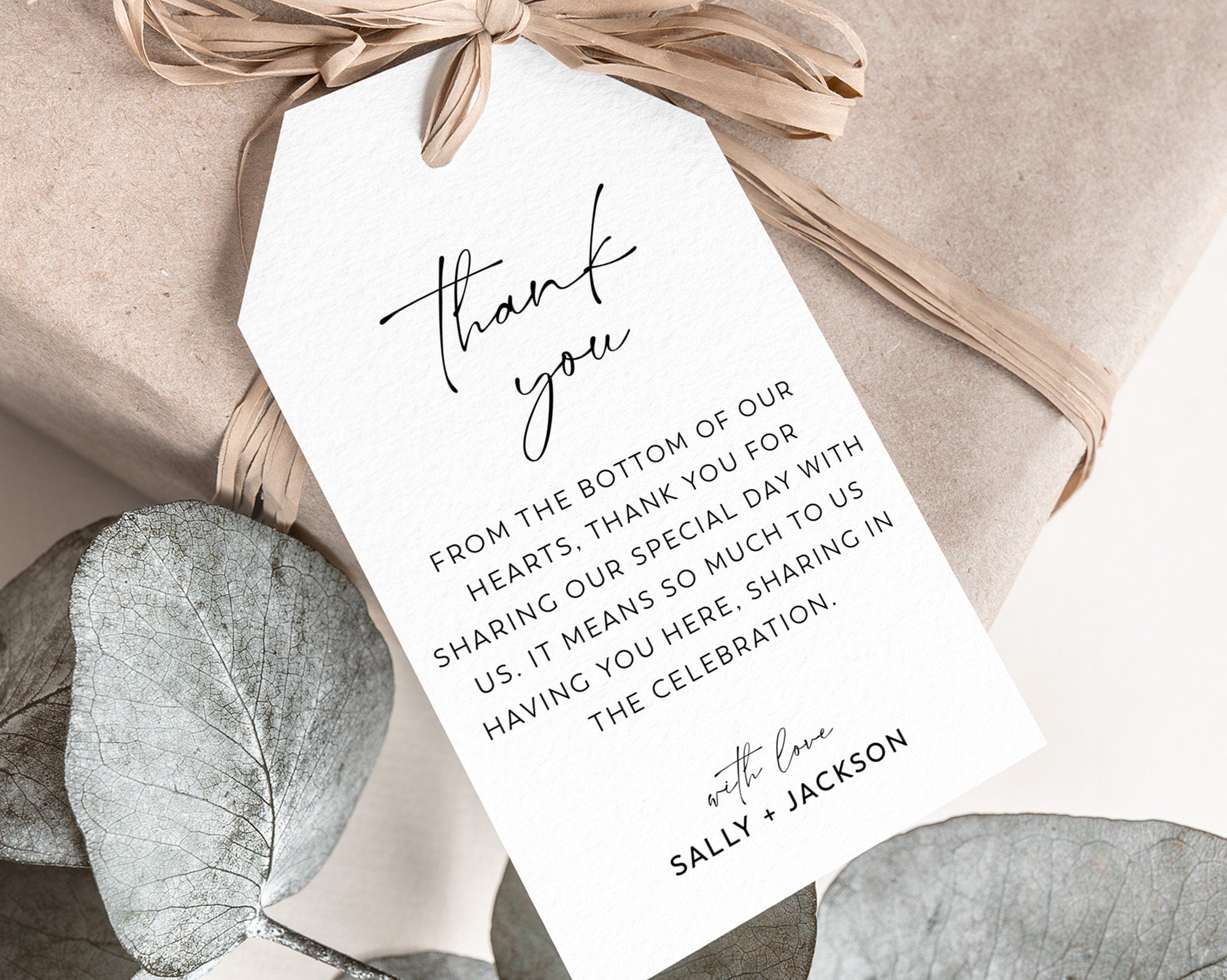 Printable Wedding Favor Tags, Thank You Wedding Tags, Minimalist ...
