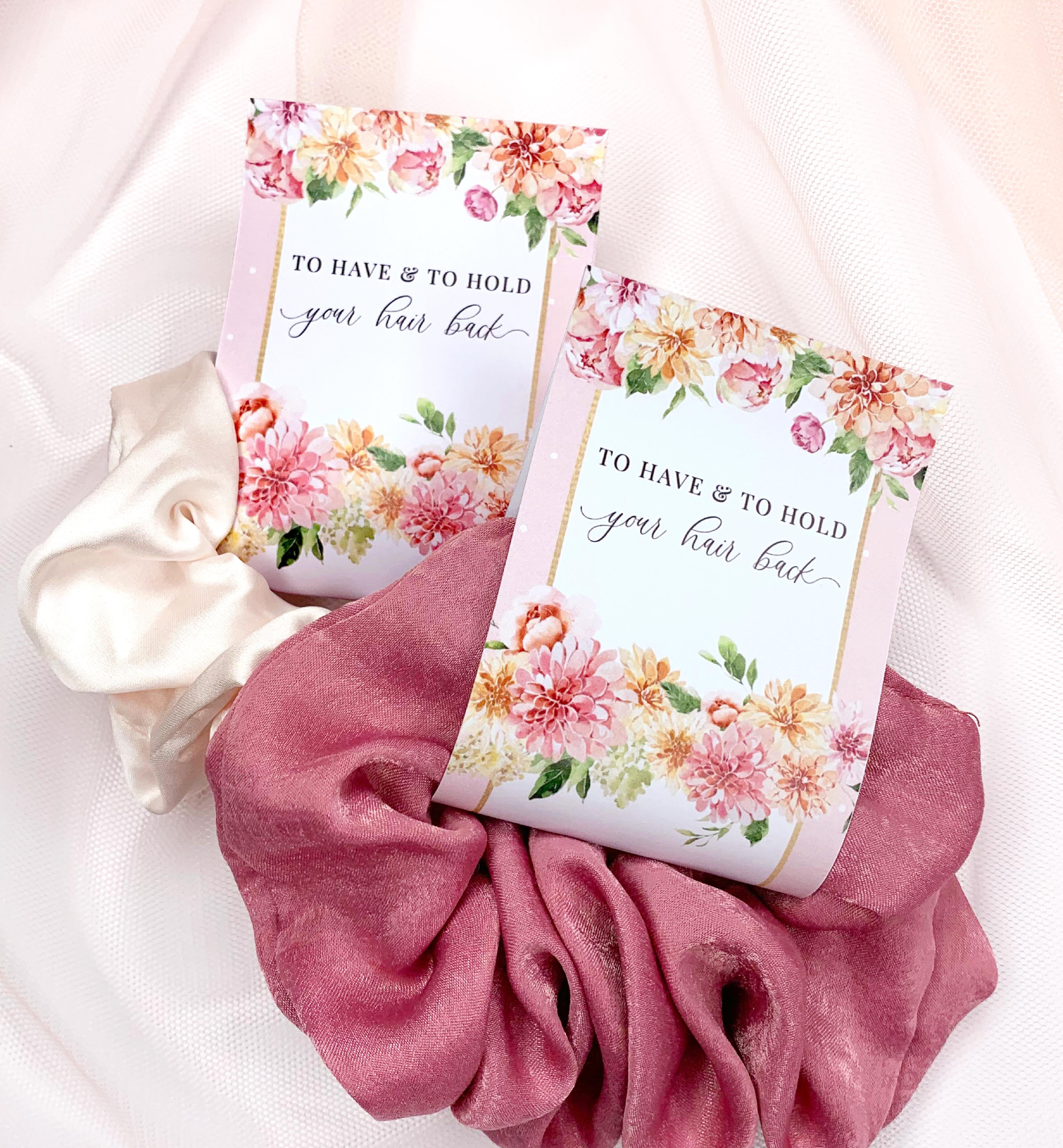 Quinn Floral Pink | Printable Bridesmaid Proposal Scrunchie Tag ...