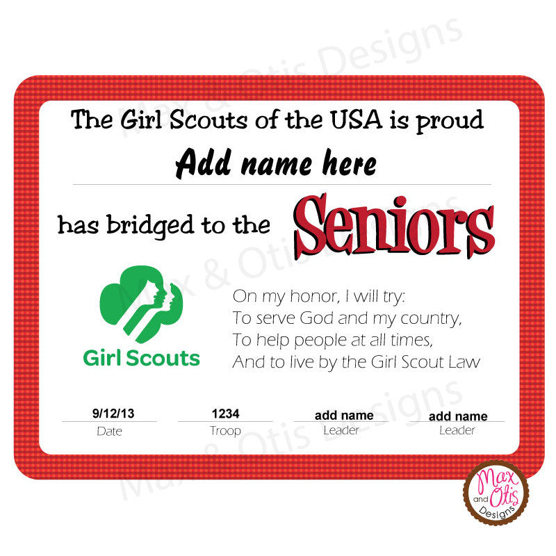 printable bridging certificates for girl scouts