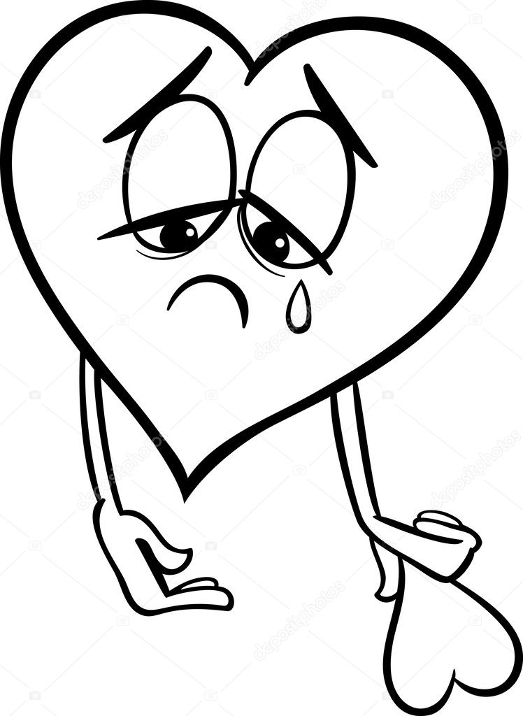 Sad broken heart coloring page Stock Vector by ©izakowski 35719377