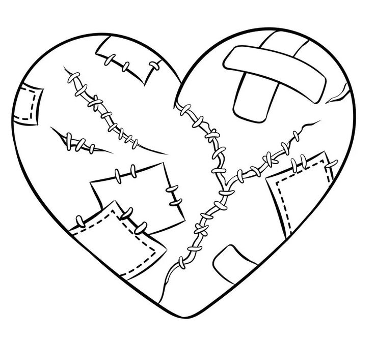 printable broken heart coloring pages