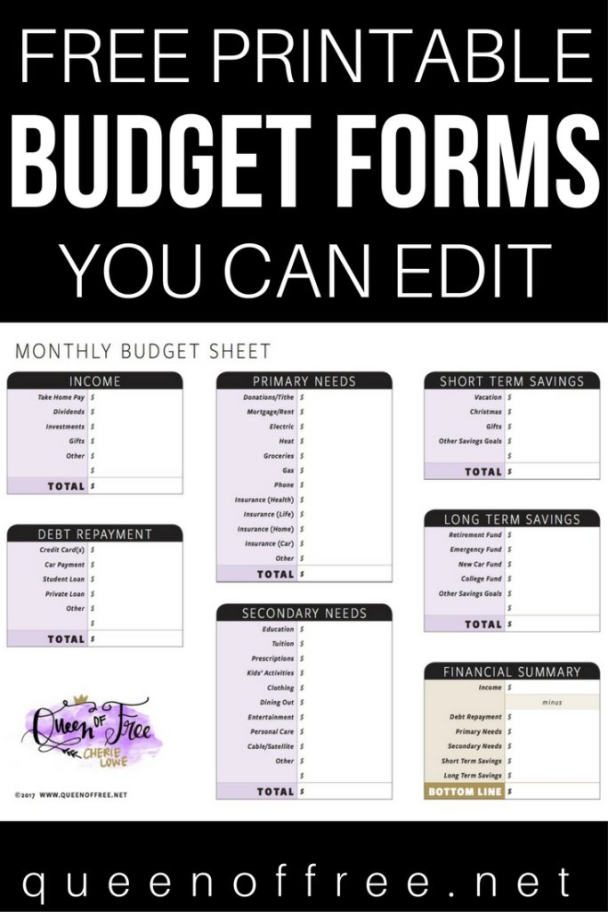All New: FREE Printable Budget Forms You Can Edit - Queen of Free