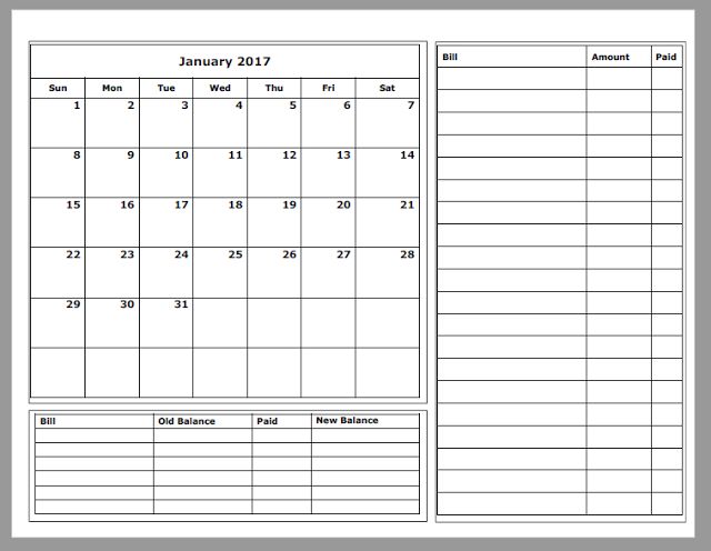 FREE 2017 Budget Calendars