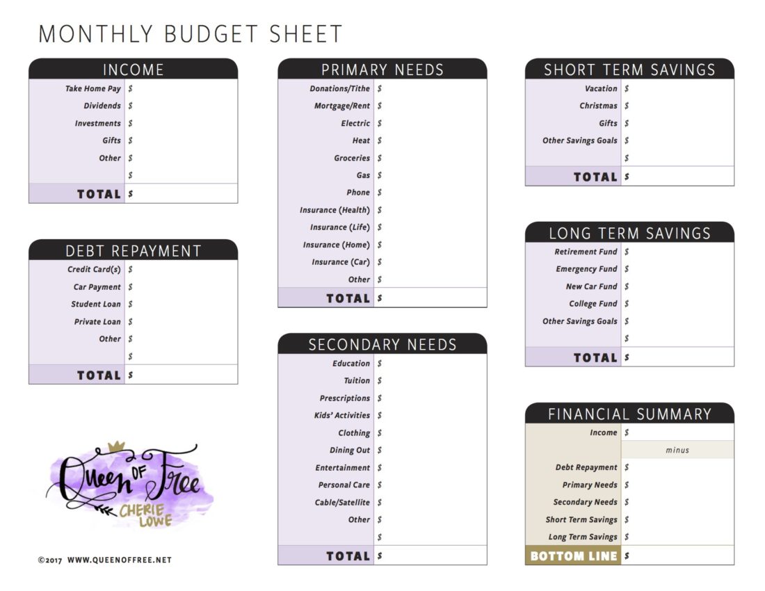 printable budget planner 2017